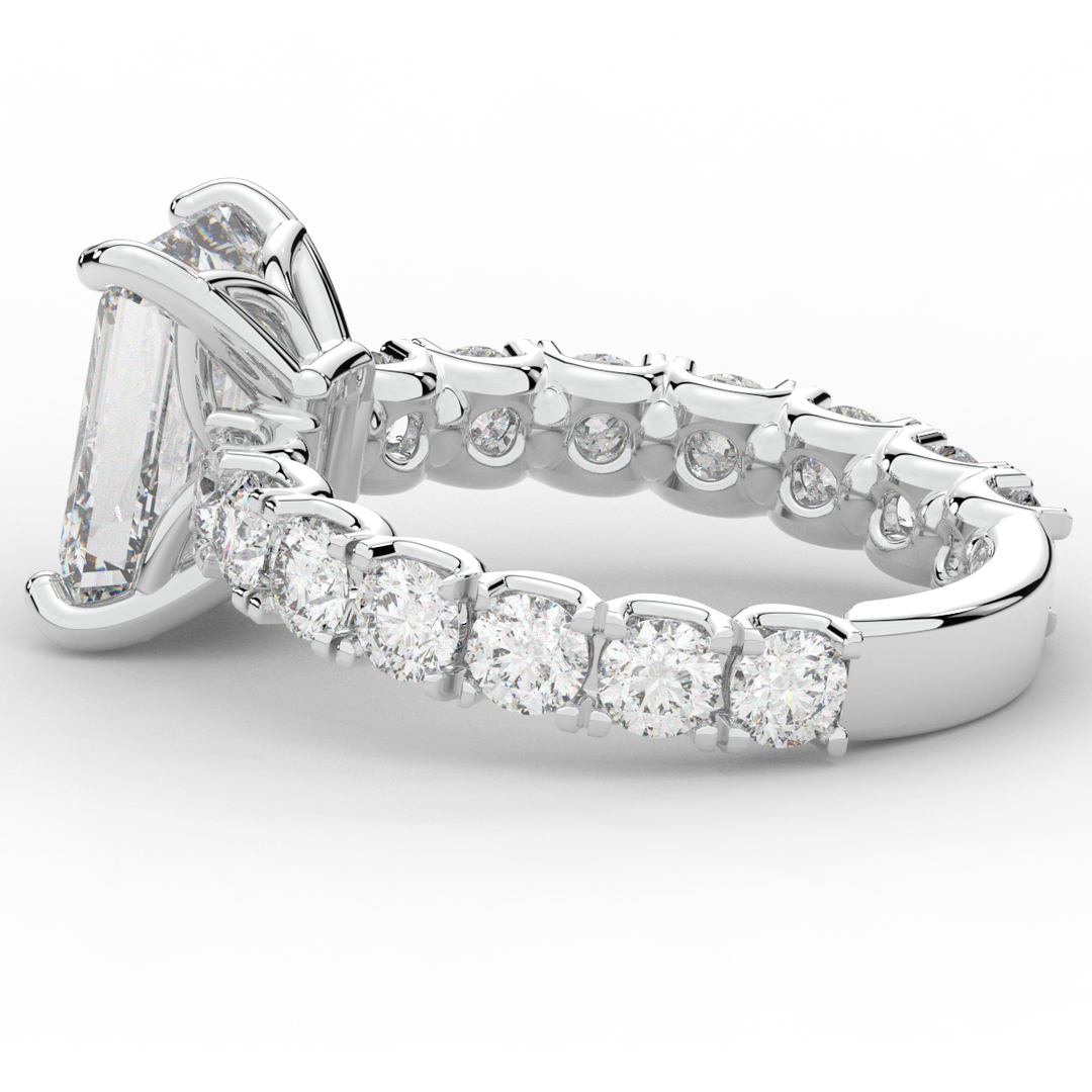 4.35CT.TW EMERALD CUT LAB DIAMOND ENGAGEMENT RING - Nazarelle