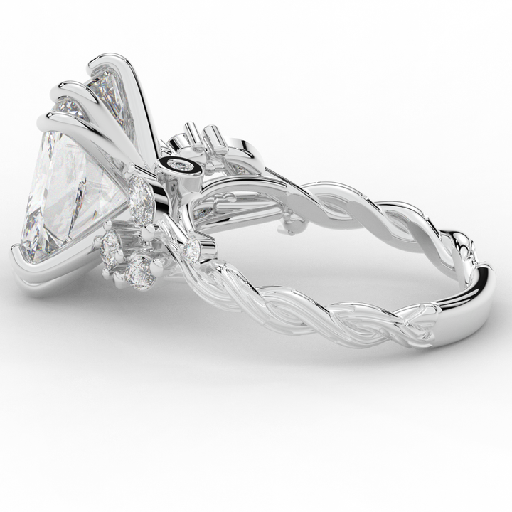 5.30CT.TW RADIANT LAB DIAMOND STYLIZED VINE AND TREE BARK FINISH ENGAGEMENT RING - Nazarelle