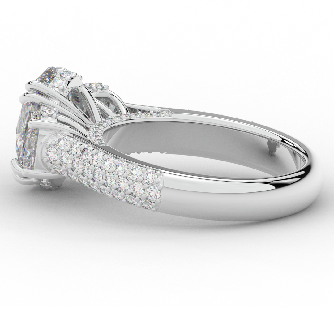 3.70CT.TW OVAL LAB DIAMOND 3 STONE ENGAGEMENT RING - Nazarelle