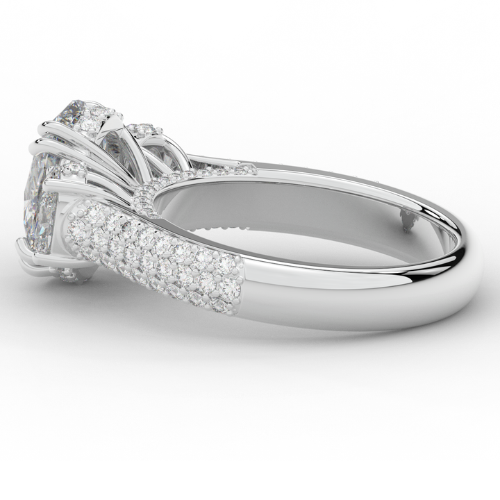 3.70CT.TW OVAL LAB DIAMOND 3 STONE ENGAGEMENT RING - Nazarelle