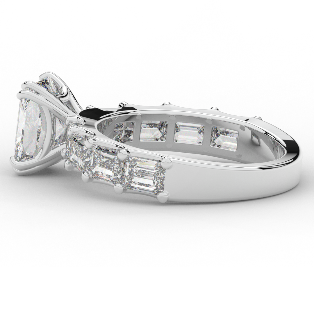 3.75CT.TW RADIANT LAB DIAMOND SOLITAIRE ENGAGEMENT RING - Nazarelle