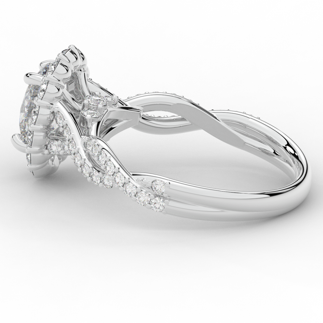 1.75CT.TW OVAL LAB DIAMOND HALO TWIST BAND ENGAGEMENT RING - Nazarelle