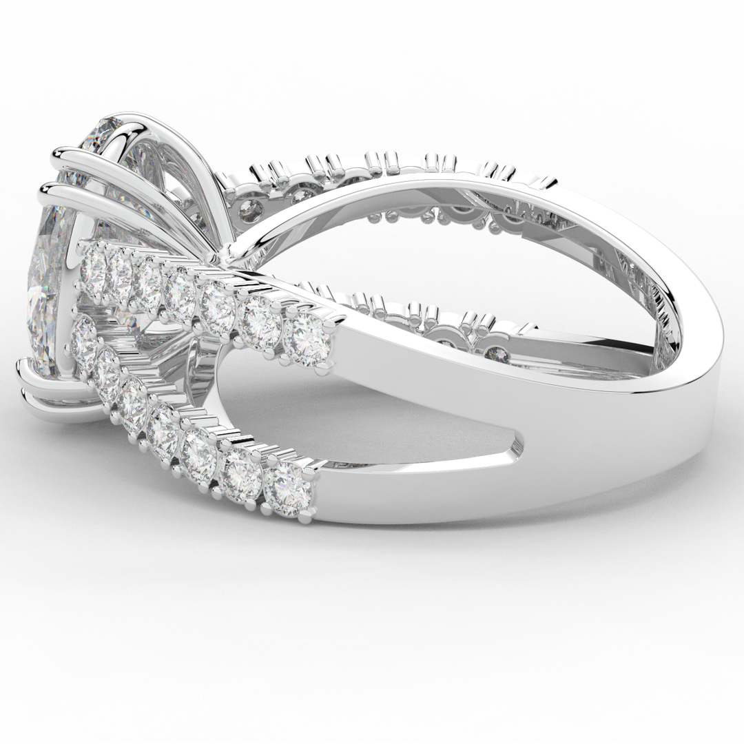 3.75CT.TW OVAL LAB DIAMOND SPLIT BAND ENGAGEMENT RING - Nazarelle