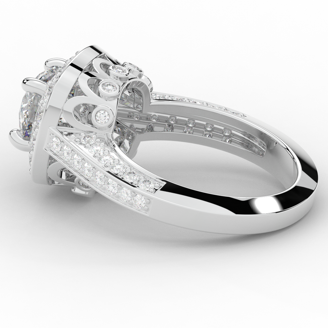 1.50CT.TW ROUND LAB DIAMOND HALO ENGAGEMENT RING - Nazarelle