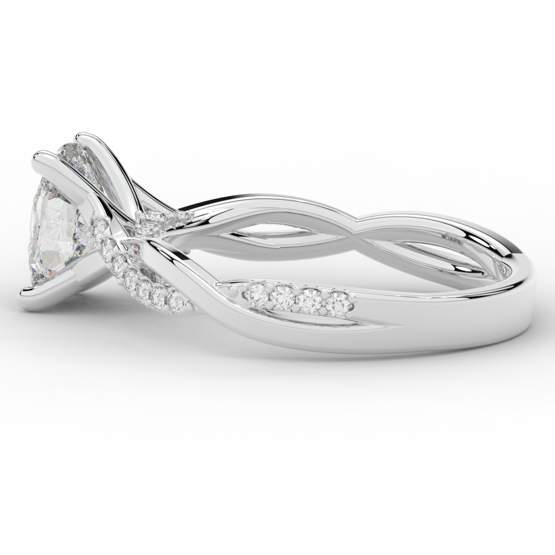 1.70CT.TW CUSHION LAB DIAMOND TWIST BAND ENGAGEMENT RING - Nazarelle