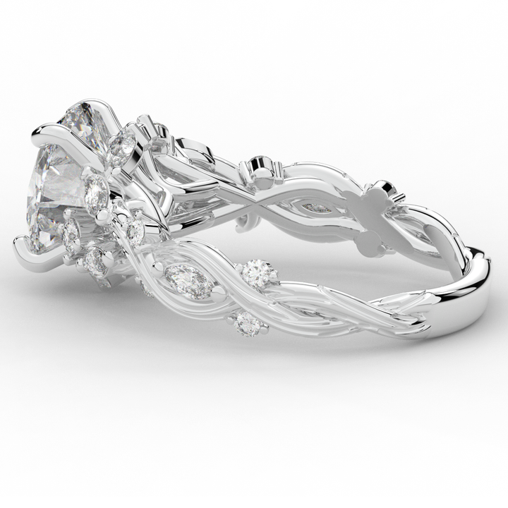 2.60CT.TW OVAL LAB DIAMOND STYLIZED VINE AND TREE BARK FINISH ENGAGEMENT RING - Nazarelle