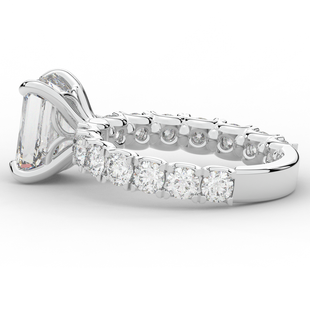 4.35CT.TW EMERALD CUT LAB DIAMOND ENGAGEMENT RING - Nazarelle