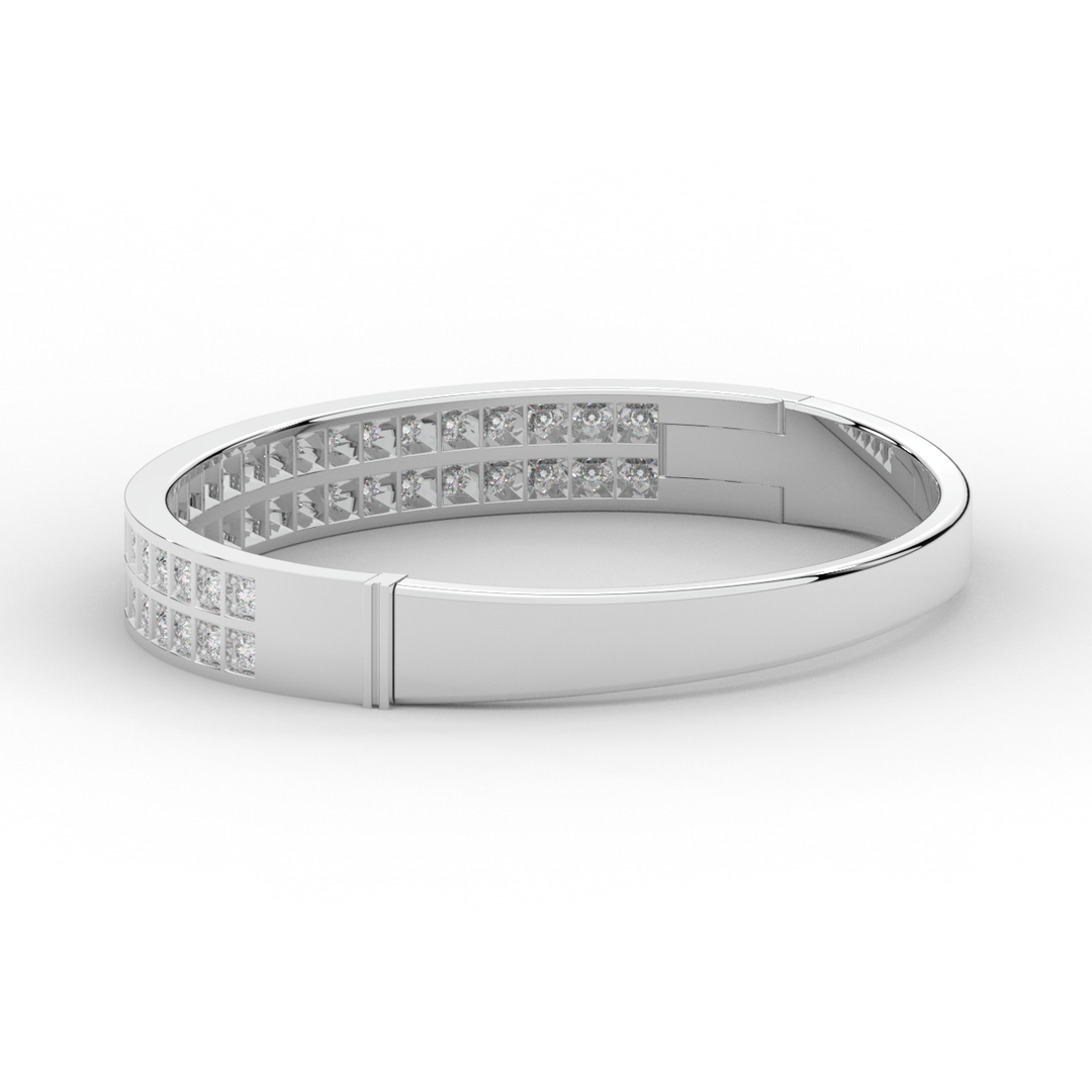 2.00CT.TW ROUND LAB TWO ROW DIAMOND BANGLE - Nazarelle