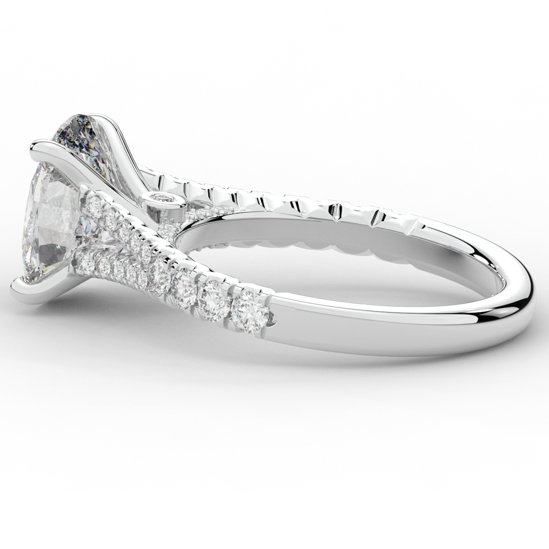 3.45CT.TW CUSHION LAB DIAMOND ENGAGEMENT RING - Nazarelle