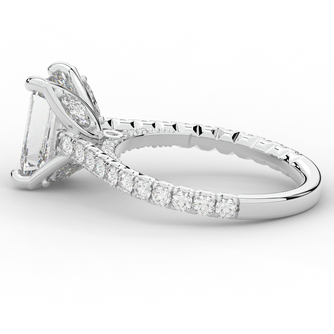 2.70CT.TW EMERALD CUT LAB DIAMOND SOLITAIRE ENGAGEMENT RING - Nazarelle