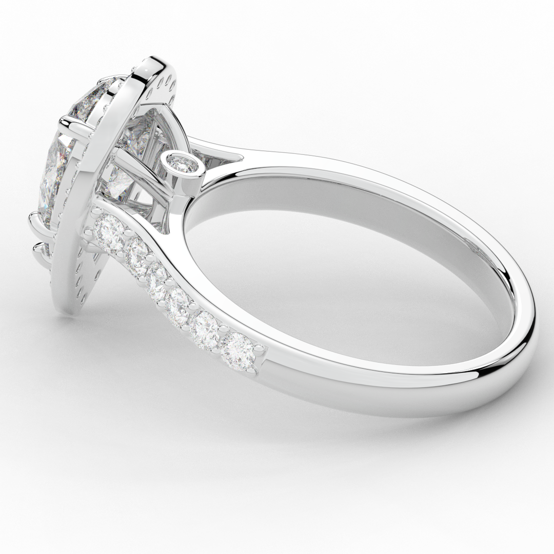 2.50CT.TW PEAR LAB DIAMOND HALO ENGAGEMENT RING - Nazarelle