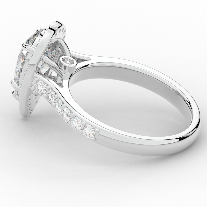 2.50CT.TW PEAR LAB DIAMOND HALO ENGAGEMENT RING - Nazarelle