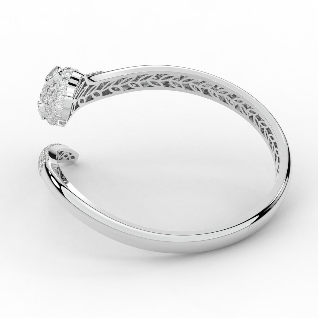 3.75CT.TW ROUND AND PEAR LAB DIAMOND SNAKE BANGLE - Nazarelle