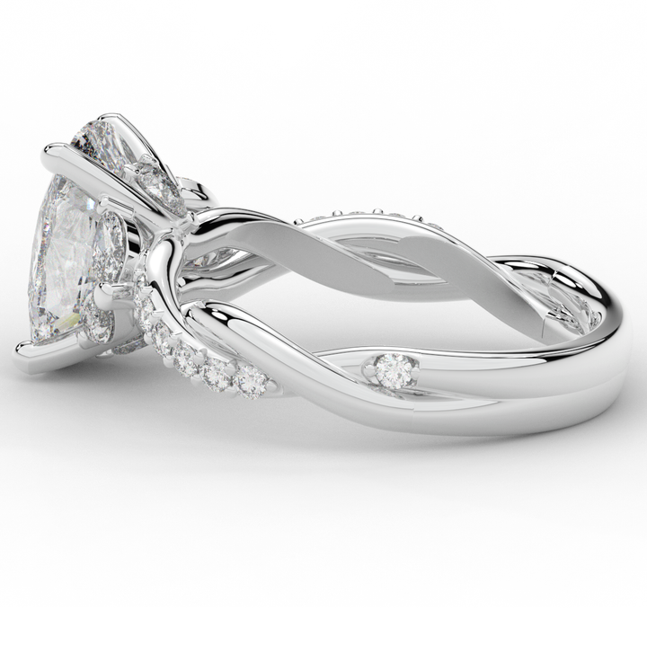 2.40CT.TW CUSHION LAB DIAMOND TWIST BAND ENGAGEMENT RING - Nazarelle