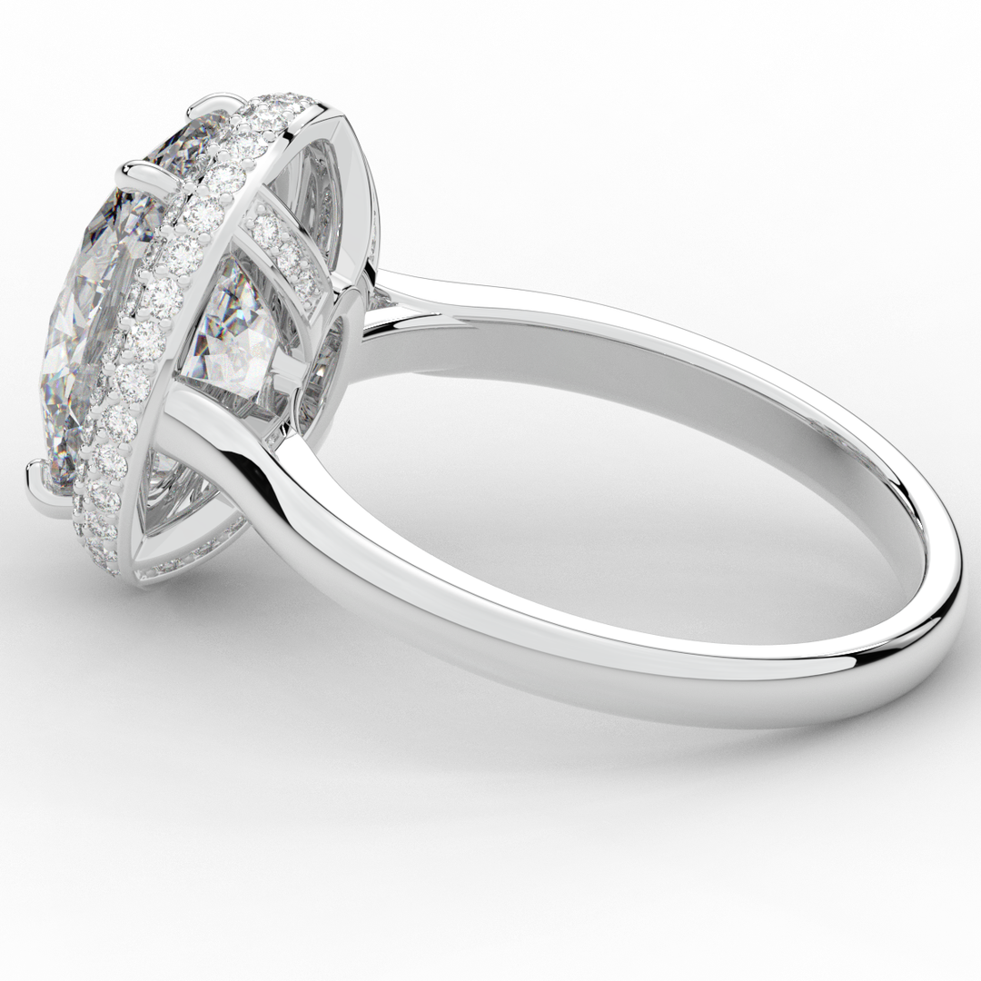 4.40CT.TW OVAL LAB DIAMOND HALO ENGAGEMENT RING - Nazarelle