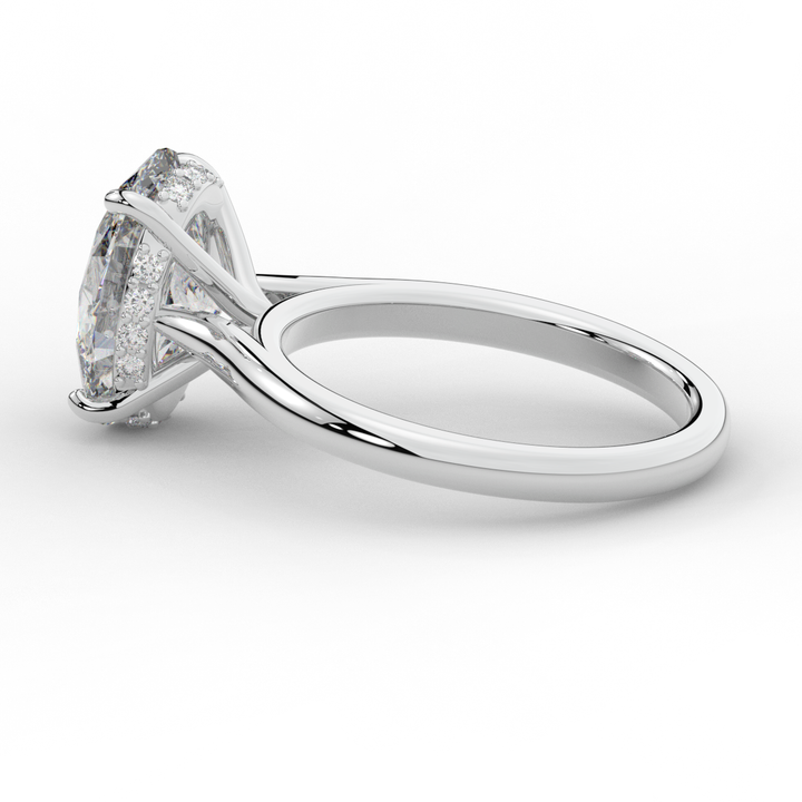 2.05CT.TW OVAL LAB DIAMOND UNDERHALO ENGAGEMENT RING - Nazarelle