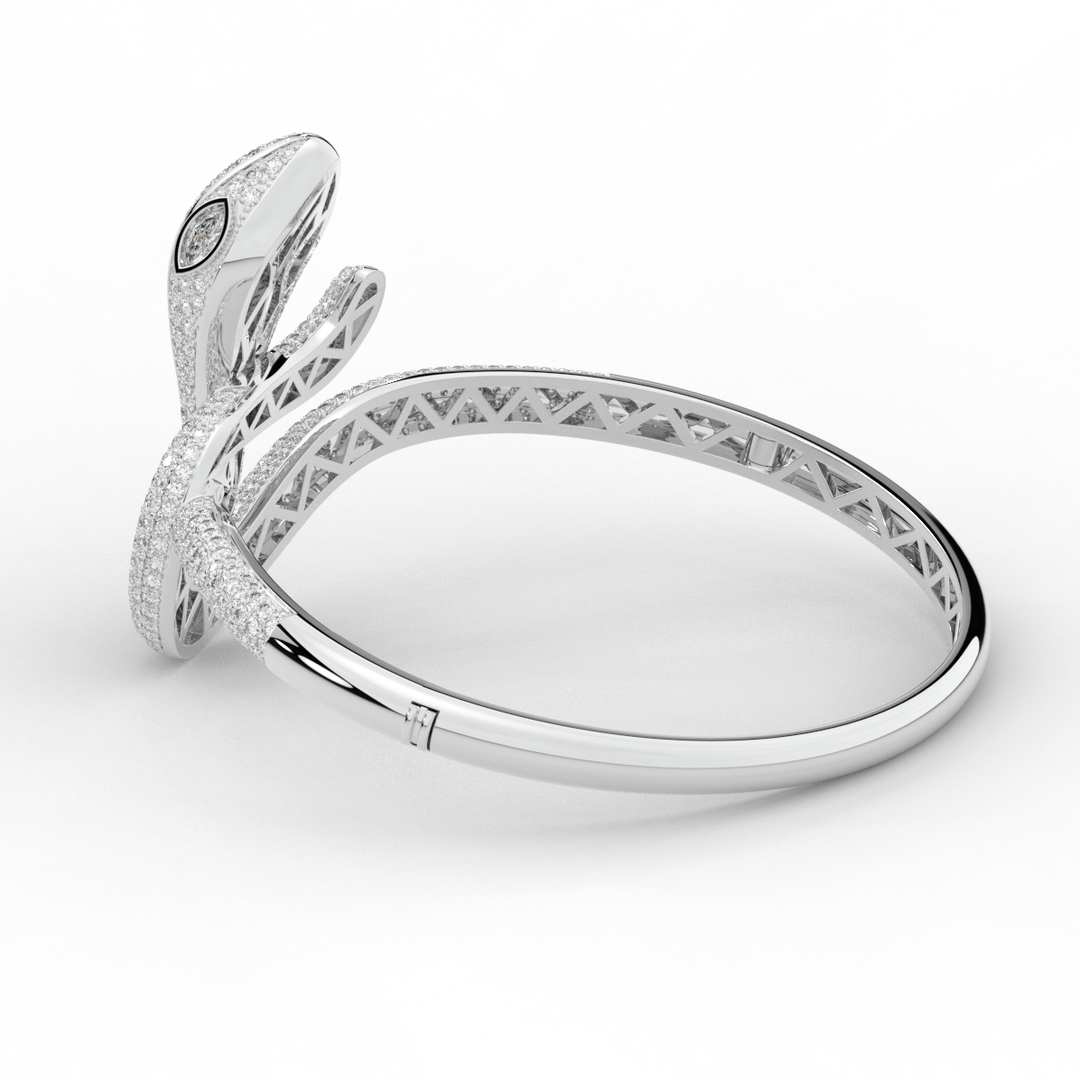 4.90CT.TW ROUND AND PEAR LAB DIAMOND SNAKE BANGLE - Nazarelle