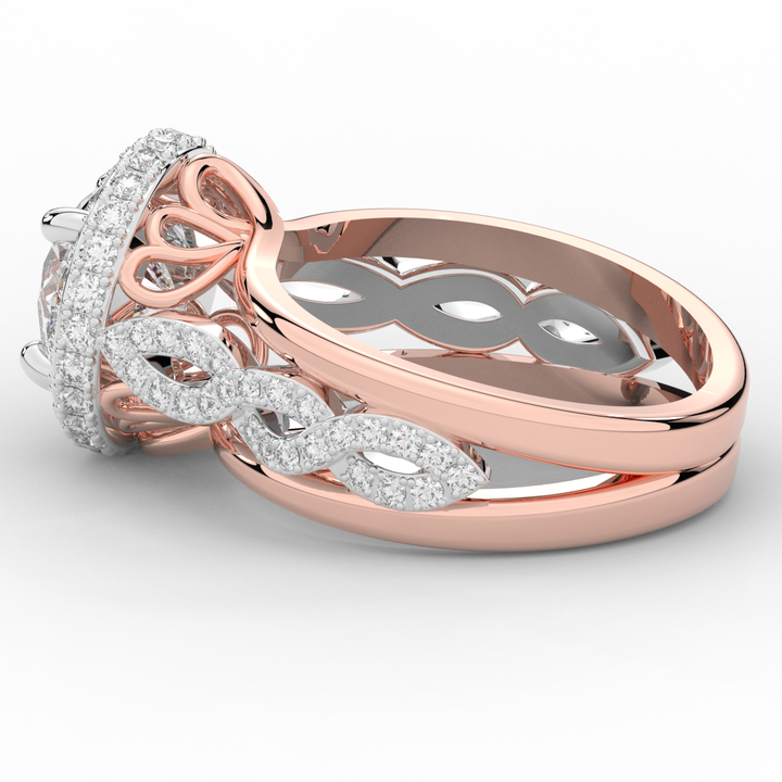 2.85CT.TW ROUND LAB DIAMOND HALO TWO TONE ENGAGEMENT RING - Nazarelle