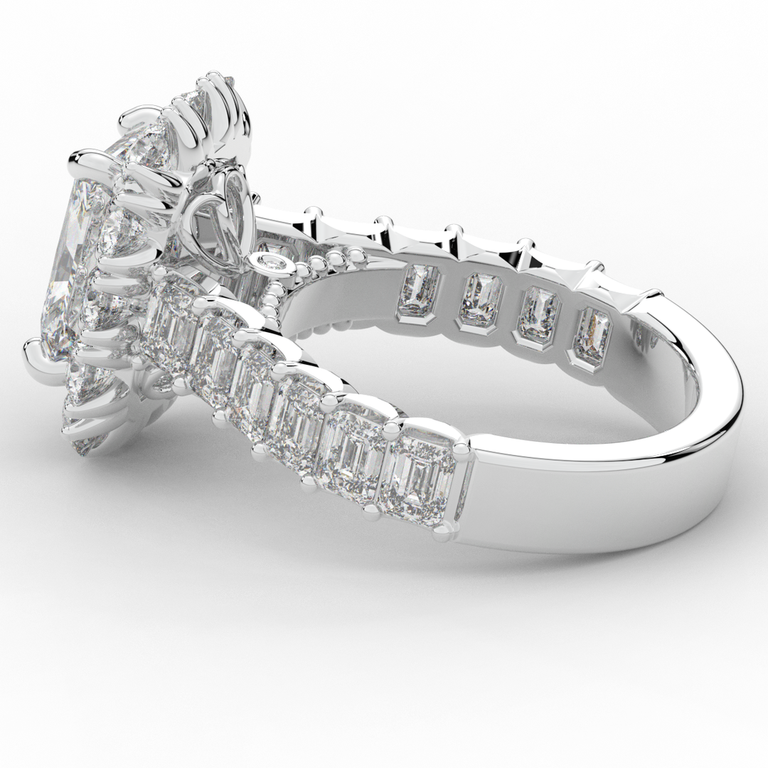 6.00CT.TW RADIANT LAB DIAMOND HALO ENGAGEMENT RING - Nazarelle