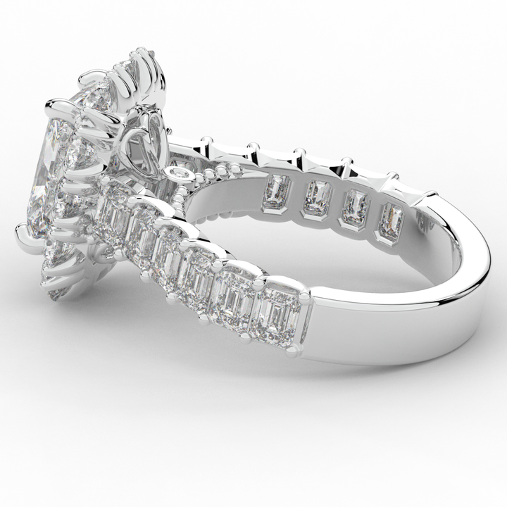 6.00CT.TW RADIANT LAB DIAMOND HALO ENGAGEMENT RING - Nazarelle