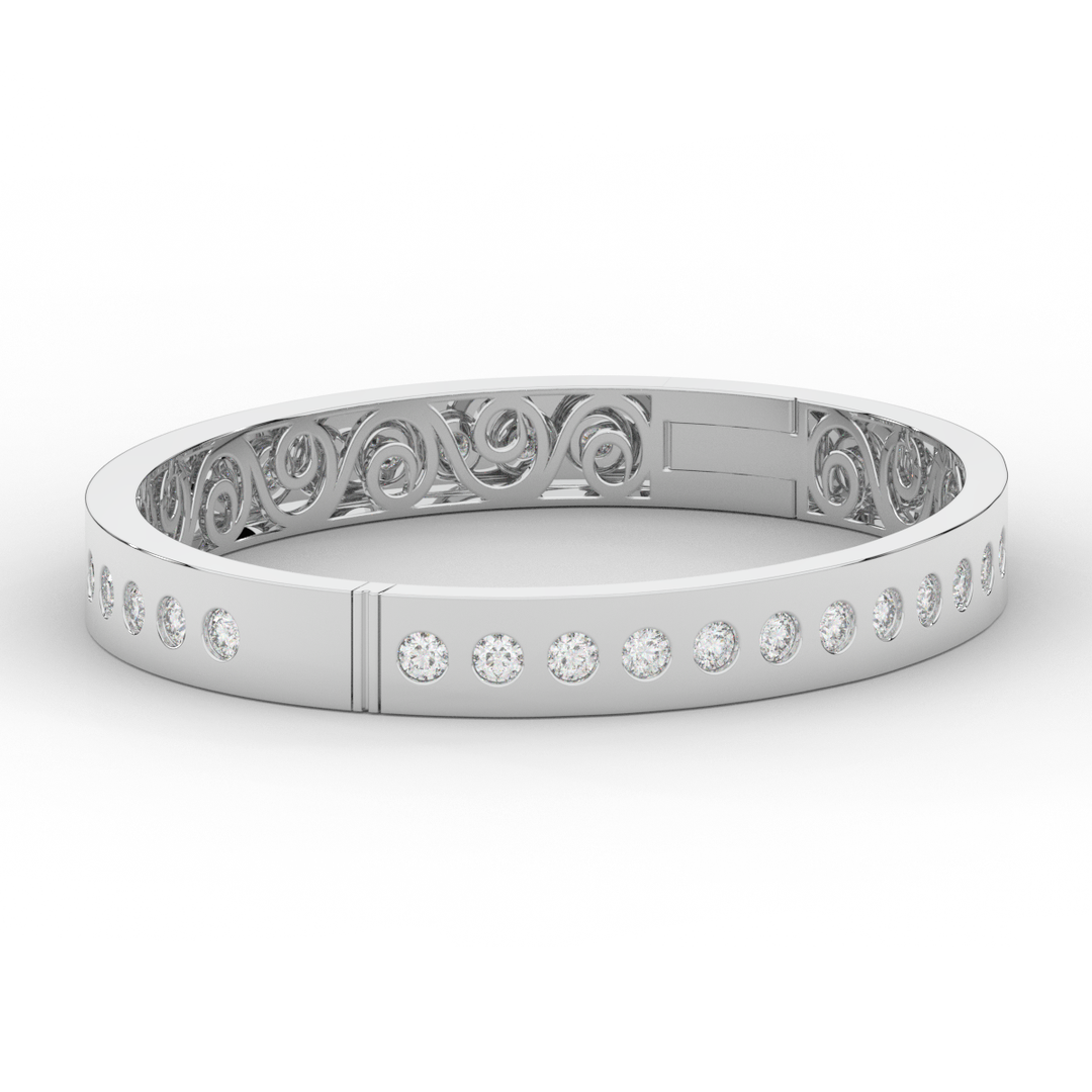 4.50CT.TW ROUND LAB DIAMOND ETERNITY BEZEL SET BANGLE - Nazarelle