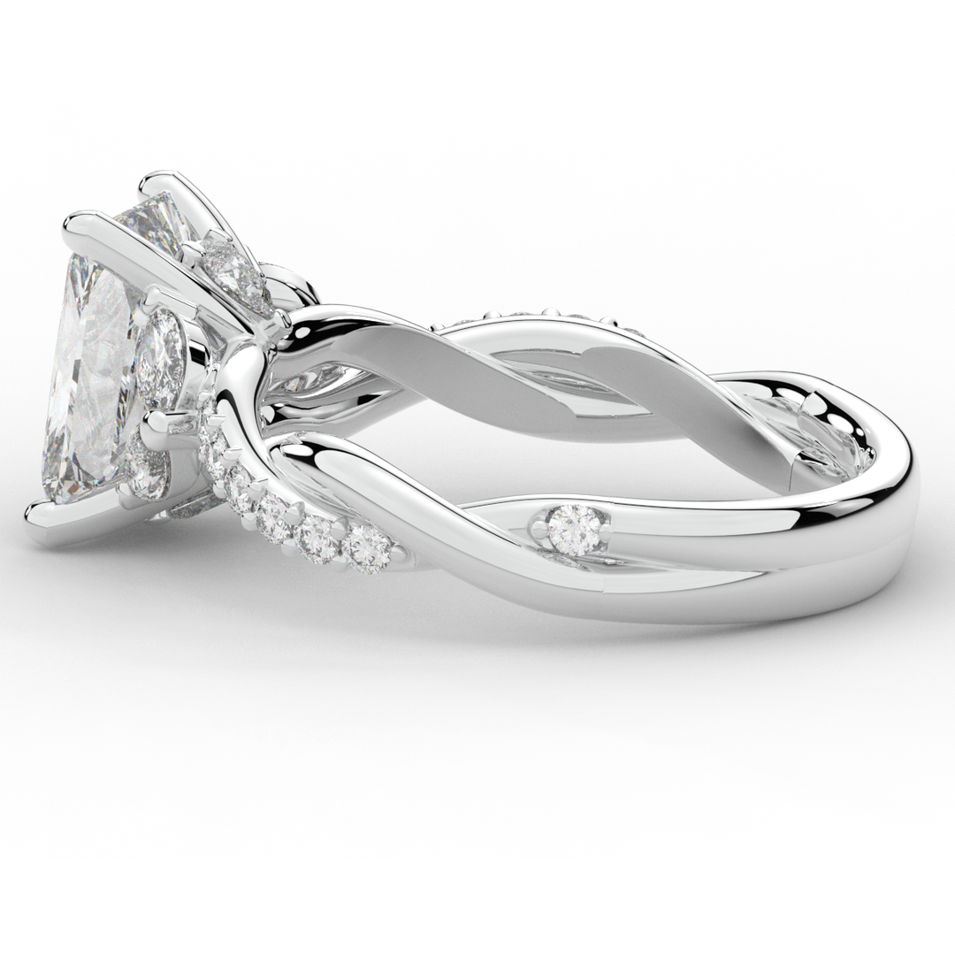 2.40CT.TW RADIANT LAB DIAMOND TWIST BAND ENGAGEMENT RING - Nazarelle
