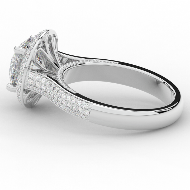2.45CT.TW ROUND LAB DIAMOND HALO ENGAGEMENT RING - Nazarelle