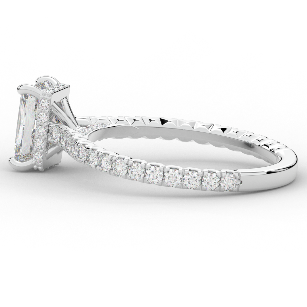 2.10CT.TW RADIANT LAB DIAMOND UNDERHALO SOLITAIRE ENGAGEMENT RING - Nazarelle