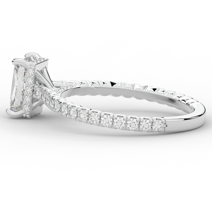 2.10CT.TW RADIANT LAB DIAMOND UNDERHALO SOLITAIRE ENGAGEMENT RING - Nazarelle