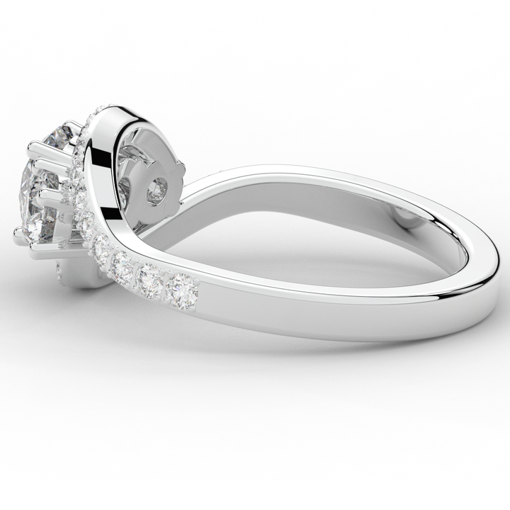 1.65CT.TW ROUND LAB DIAMOND TWIST HALO ENGAGEMENT RING - Nazarelle
