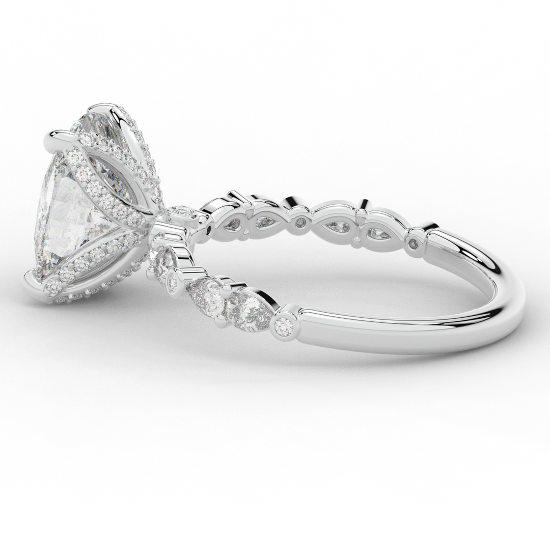 3.60CT.TW CUSHION LAB DIAMOND SOLITAIRE ENGAGEMENT RING - Nazarelle