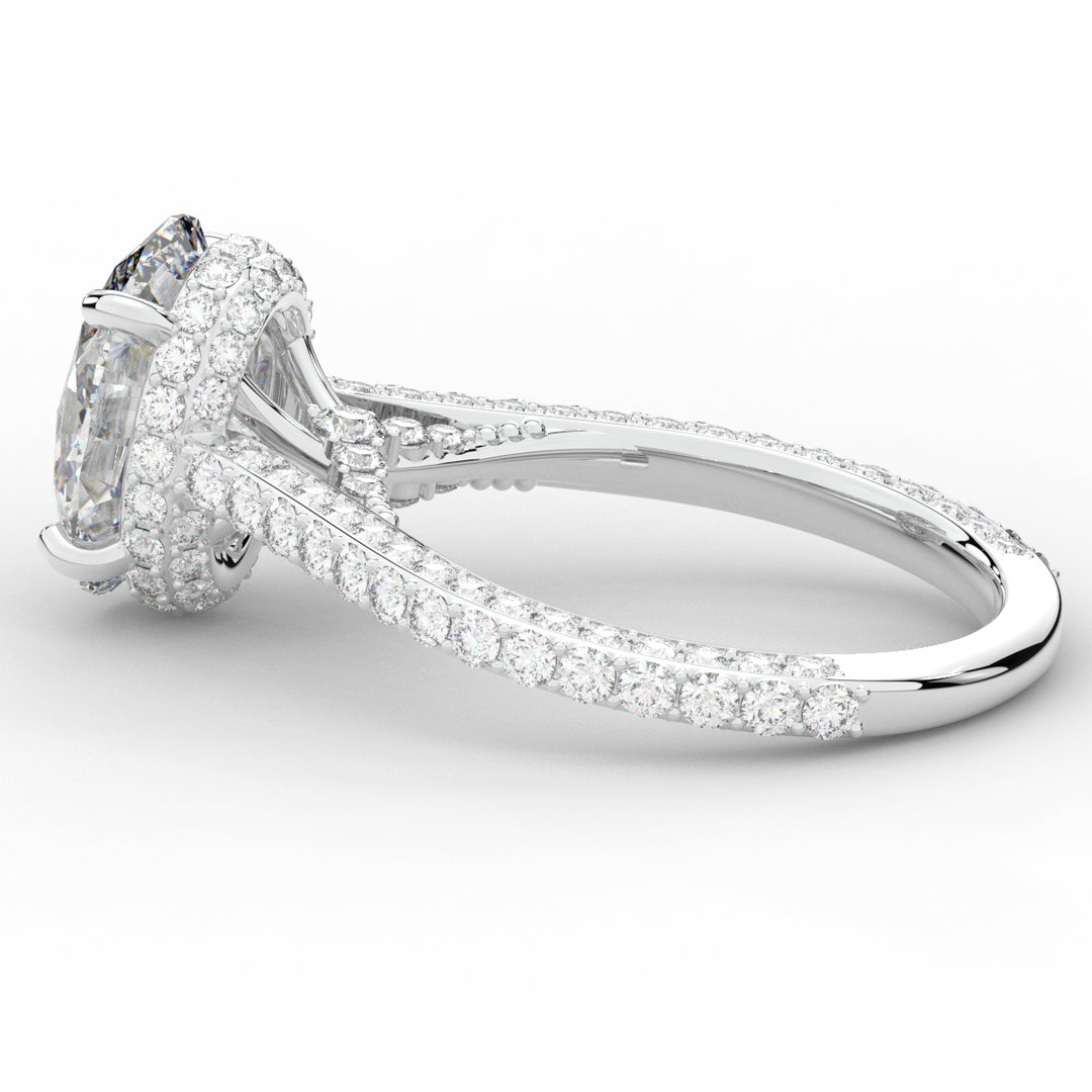 4.00CT.TW OVAL LAB DIAMOND UNDERHALO SOLITAIRE ENGAGEMENT RING - Nazarelle