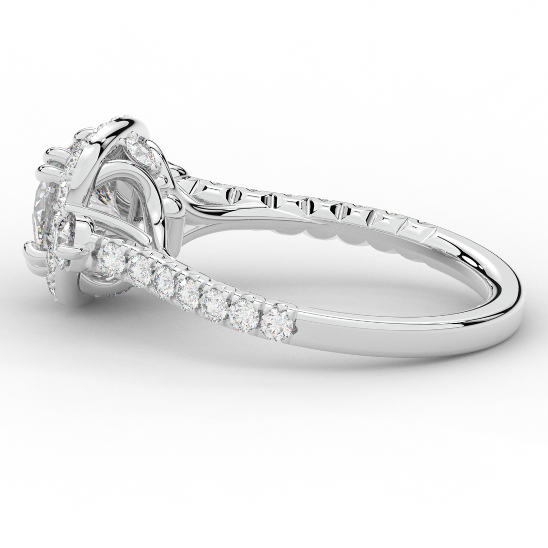 1.75CT.TW ROUND LAB DIAMOND HALO ENGAGEMENT RING - Nazarelle