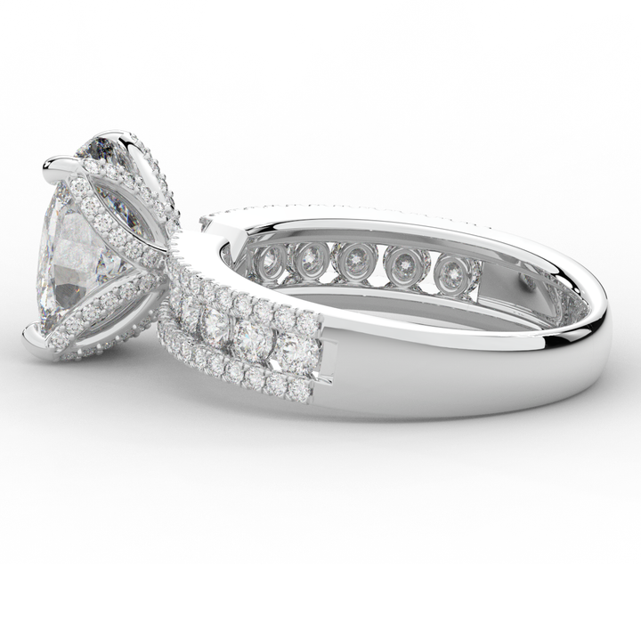 3.95CT.TW CUSHION LAB DIAMOND SOLITAIRE ENGAGEMENT RING - Nazarelle