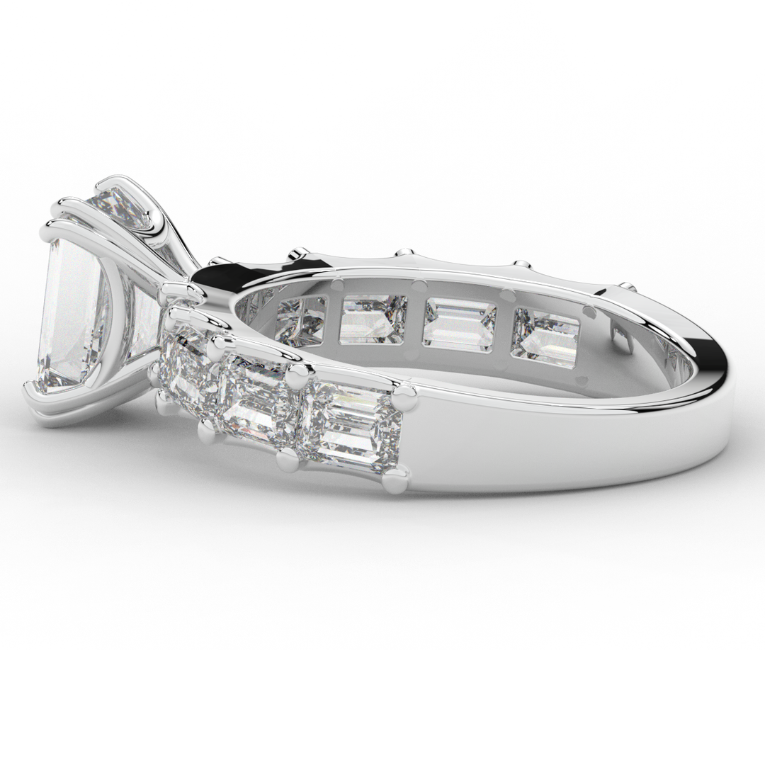 3.75CT.TW EMERALD CUT LAB DIAMOND SOLITAIRE ENGAGEMENT RING - Nazarelle