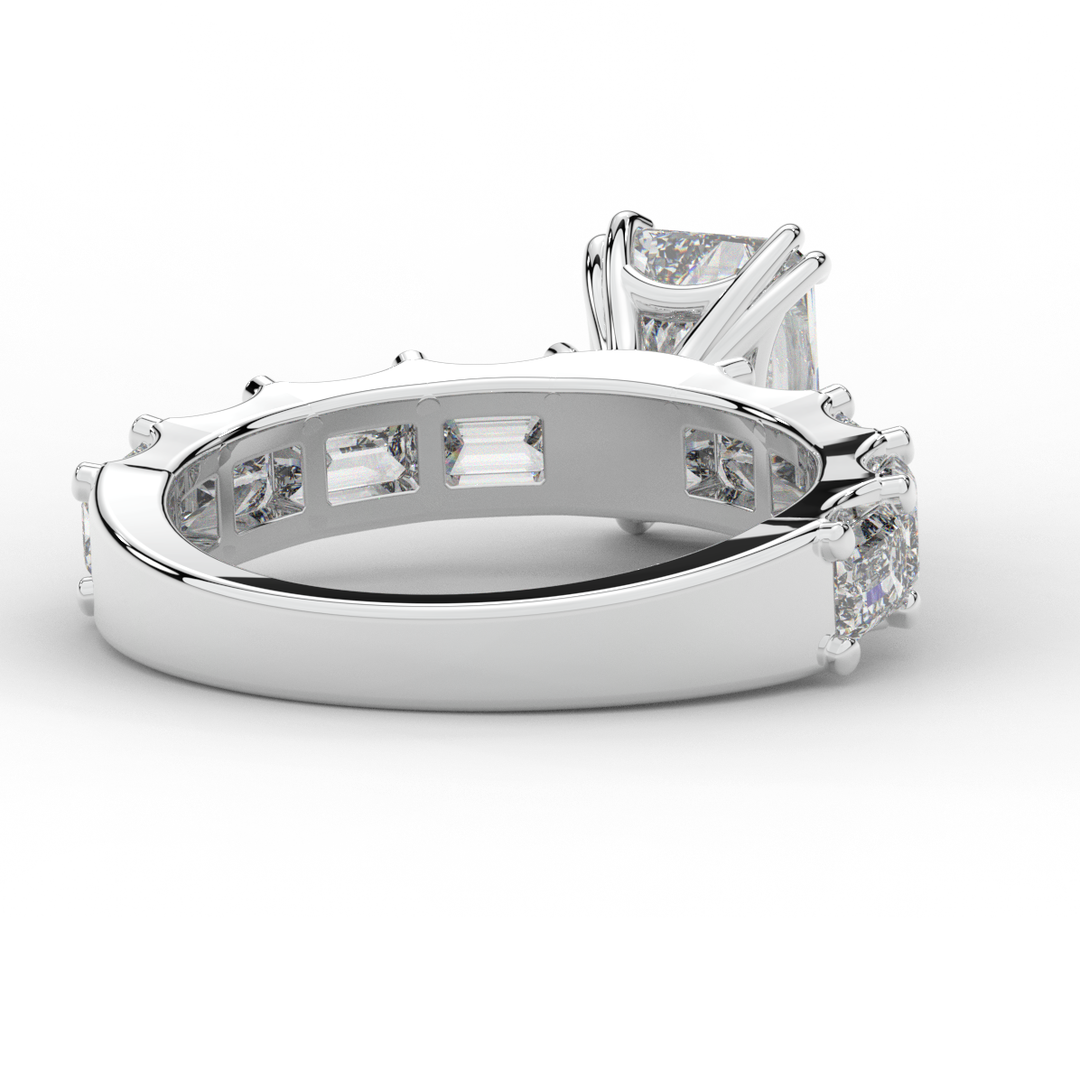 3.75CT.TW RADIANT LAB DIAMOND SOLITAIRE ENGAGEMENT RING - Nazarelle