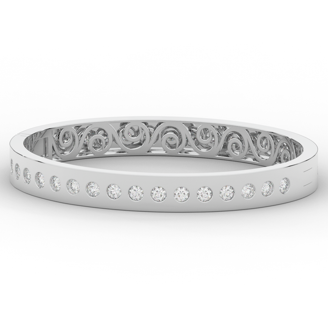 4.50CT.TW ROUND LAB DIAMOND ETERNITY BEZEL SET BANGLE - Nazarelle