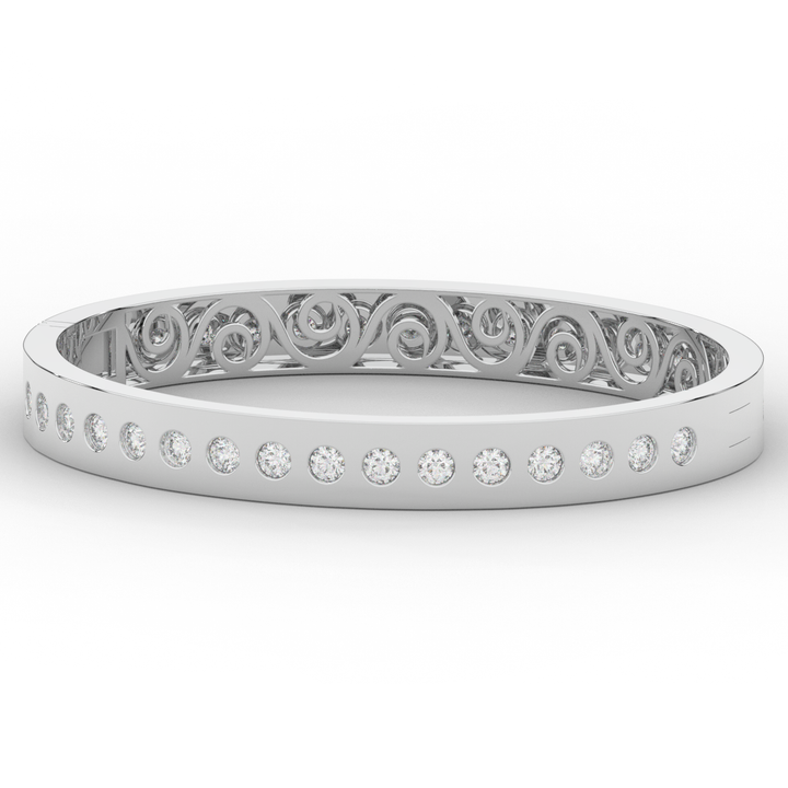 4.50CT.TW ROUND LAB DIAMOND ETERNITY BEZEL SET BANGLE - Nazarelle