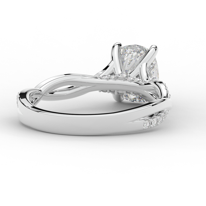 1.70CT.TW CUSHION LAB DIAMOND TWIST BAND ENGAGEMENT RING - Nazarelle