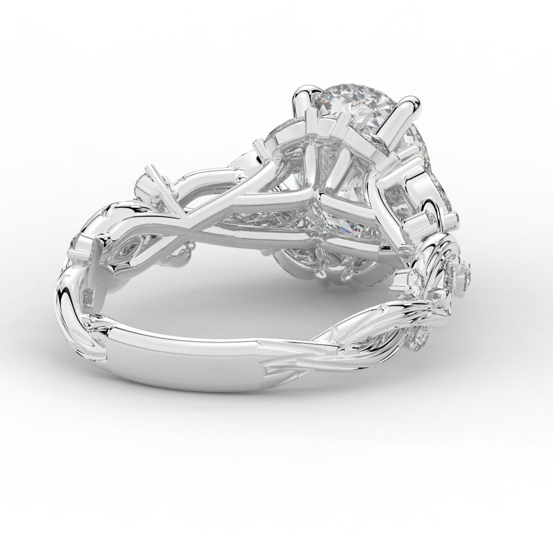 2.60CT.TW OVAL LAB DIAMOND STYLIZED VINE AND TREE BARK FINISH ENGAGEMENT RING - Nazarelle