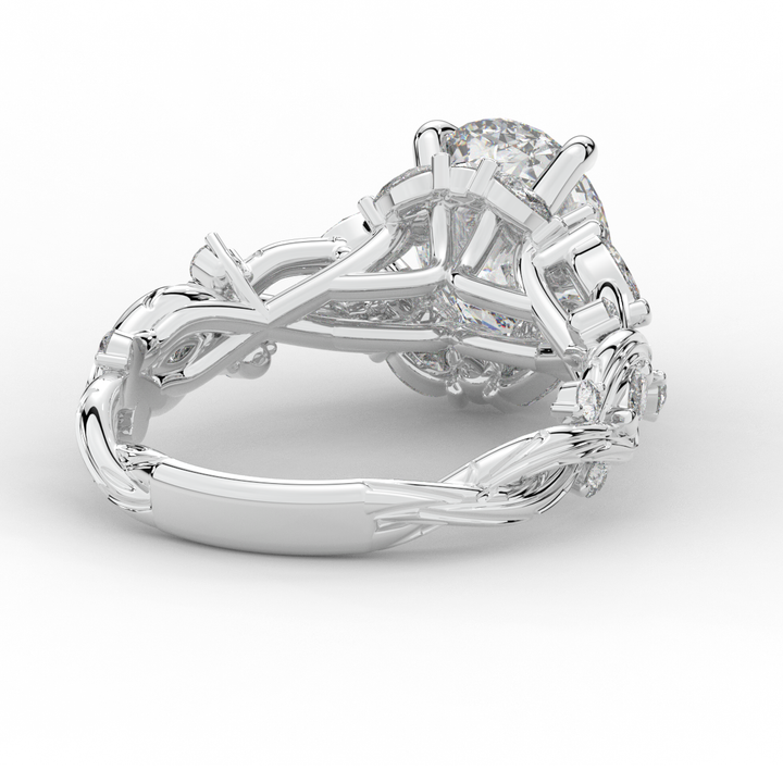 2.60CT.TW OVAL LAB DIAMOND STYLIZED VINE AND TREE BARK FINISH ENGAGEMENT RING - Nazarelle