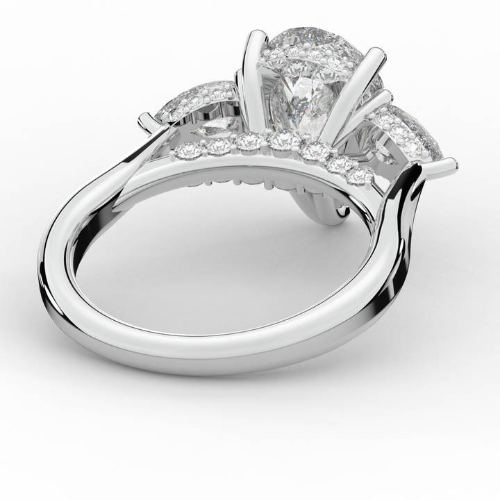 3.70CT.TW PEAR LAB DIAMOND 3 STONE ENGAGEMENT RING - Nazarelle