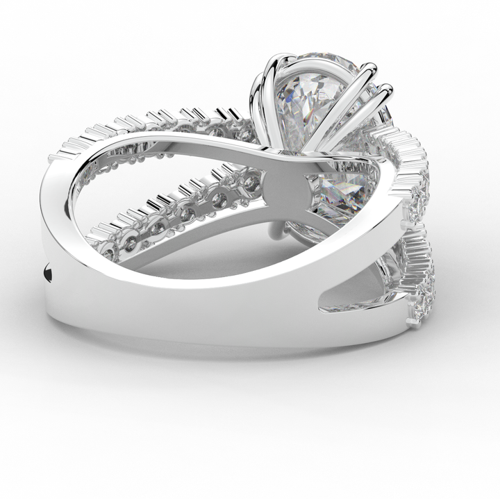 3.75CT.TW OVAL LAB DIAMOND SPLIT BAND ENGAGEMENT RING - Nazarelle
