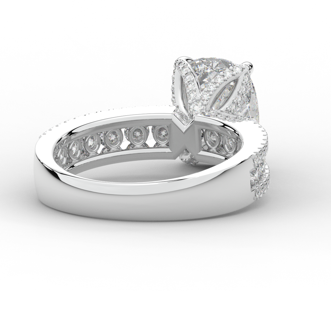 3.95CT.TW CUSHION LAB DIAMOND SOLITAIRE ENGAGEMENT RING - Nazarelle