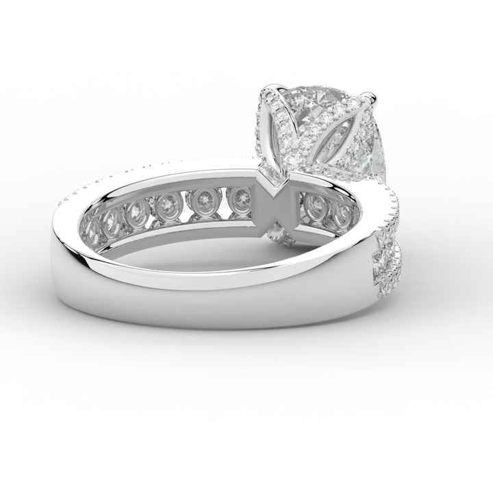 3.95CT.TW CUSHION LAB DIAMOND SOLITAIRE ENGAGEMENT RING - Nazarelle