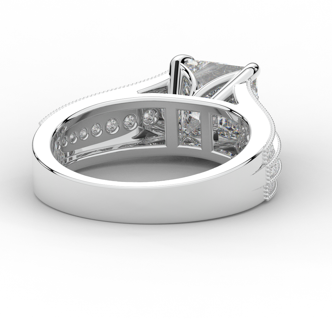 3.55CT.TW PRINCESS LAB DIAMOND ENGAGEMENT RING - Nazarelle