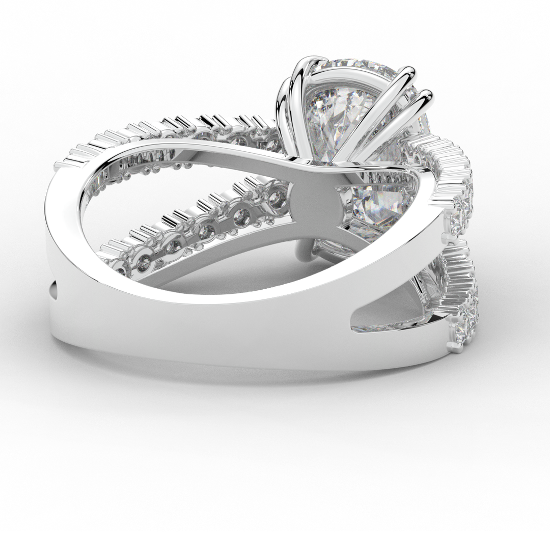 3.75CT.TW CUSHION LAB DIAMOND SPLIT BAND ENGAGEMENT RING - Nazarelle