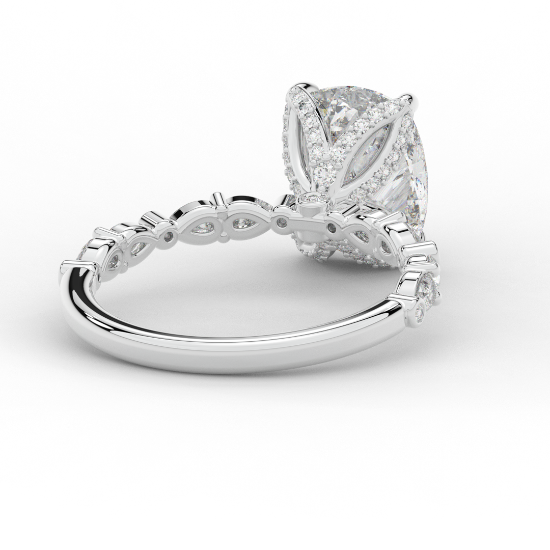 3.60CT.TW CUSHION LAB DIAMOND SOLITAIRE ENGAGEMENT RING - Nazarelle