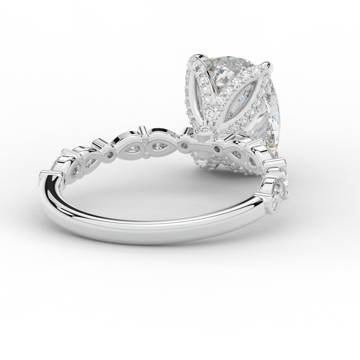 3.60CT.TW CUSHION LAB DIAMOND SOLITAIRE ENGAGEMENT RING - Nazarelle