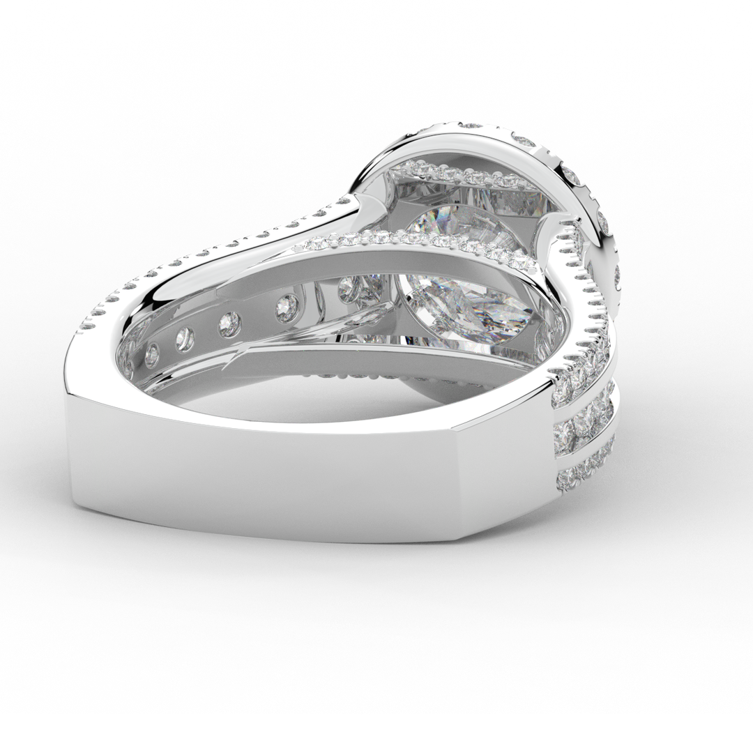 2.90CT.TW ROUND LAB DIAMOND HALO ENGAGEMENT RING - Nazarelle